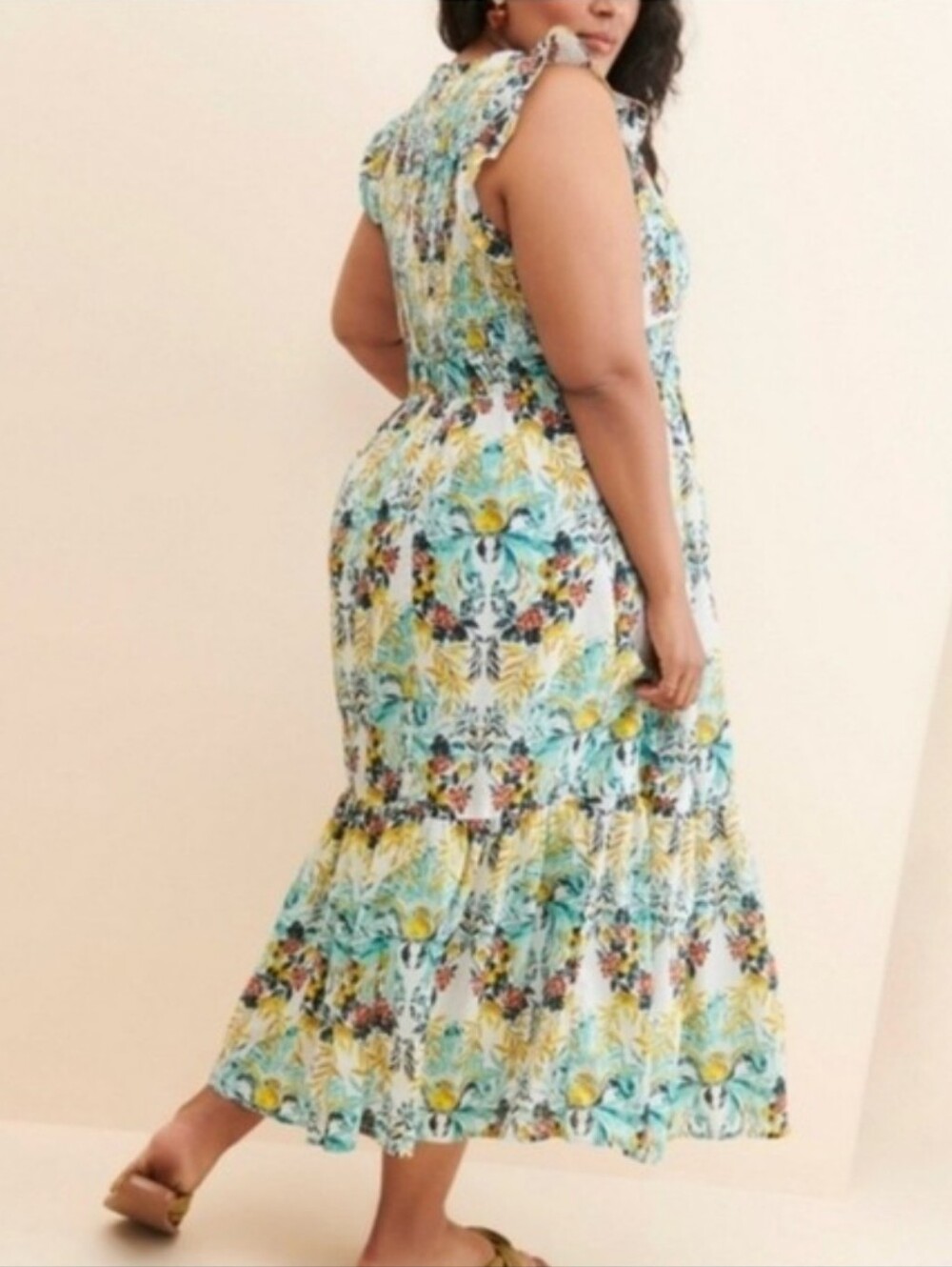 Anthropologie Peregrine Midi‎ Dress Floral Tiered Bohemian Cottagecore Size 2X - Picture 2 of 15